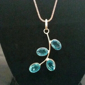 Sterling Silver Blue Glass Necklace